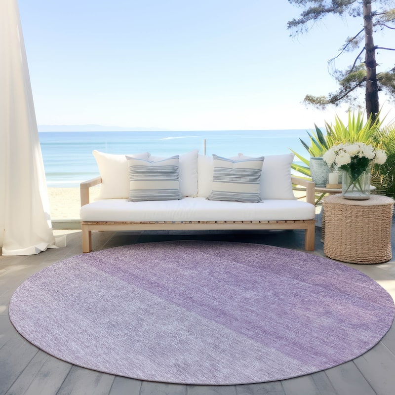Machine Washable Indoor/ Outdoor Chantille Ombre Solid Rug - Purple - 8' x 8'