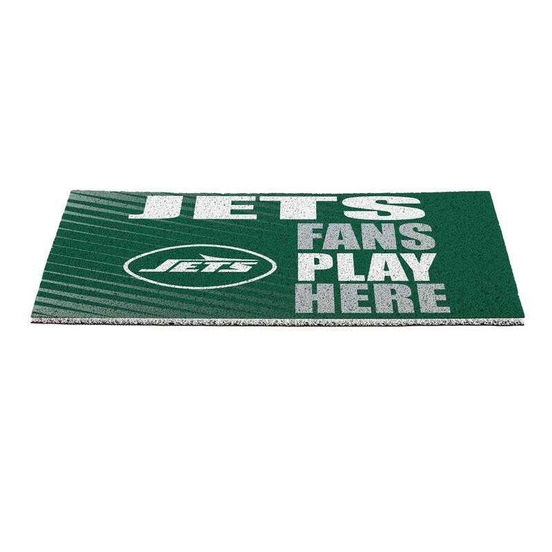 28 in. x 16 in. New York Jets "Fans Play Here" PVC Door Mat
