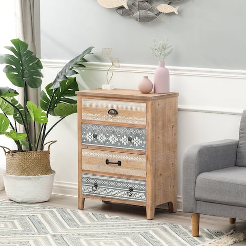 31-inch Natural Wood Accent 4-Drawer Chest
