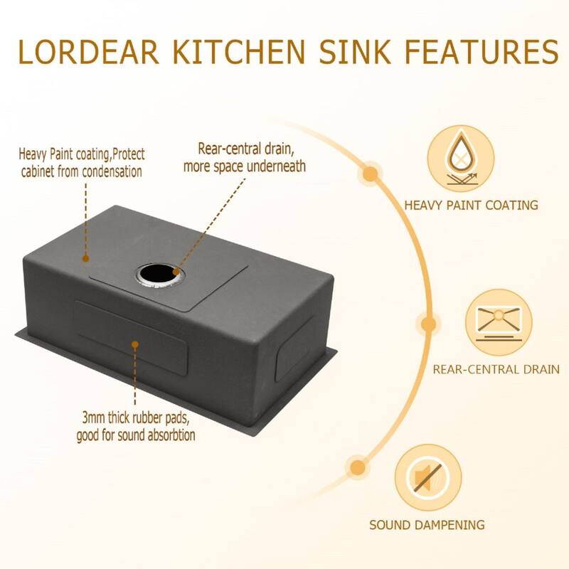 30"/32"/33" Undermount Stainless Steel 16Gauge Kitchen Single Bowl Sink