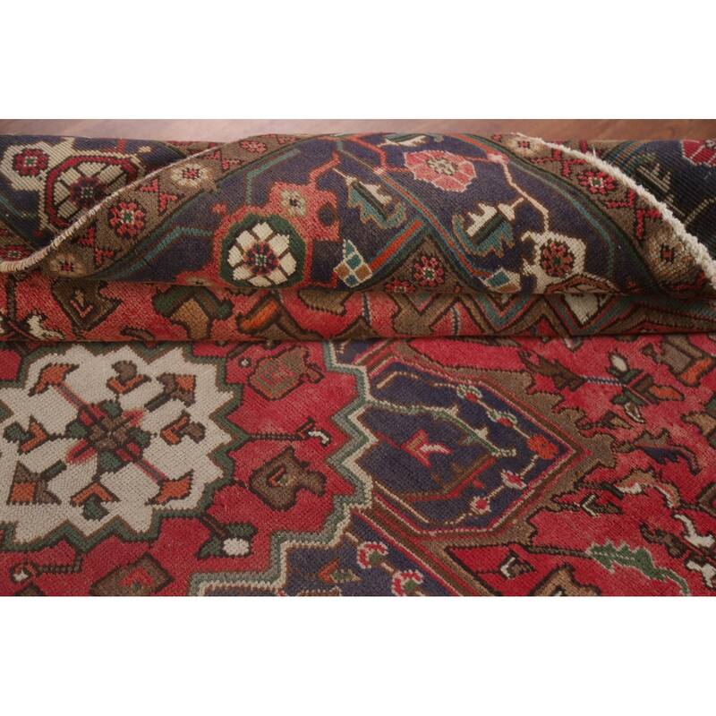 Hand Knotted Oriental 100% Wool Carpet Traditional Medallion Red Heriz Area Rug - 9' 6'' X 6' 3''