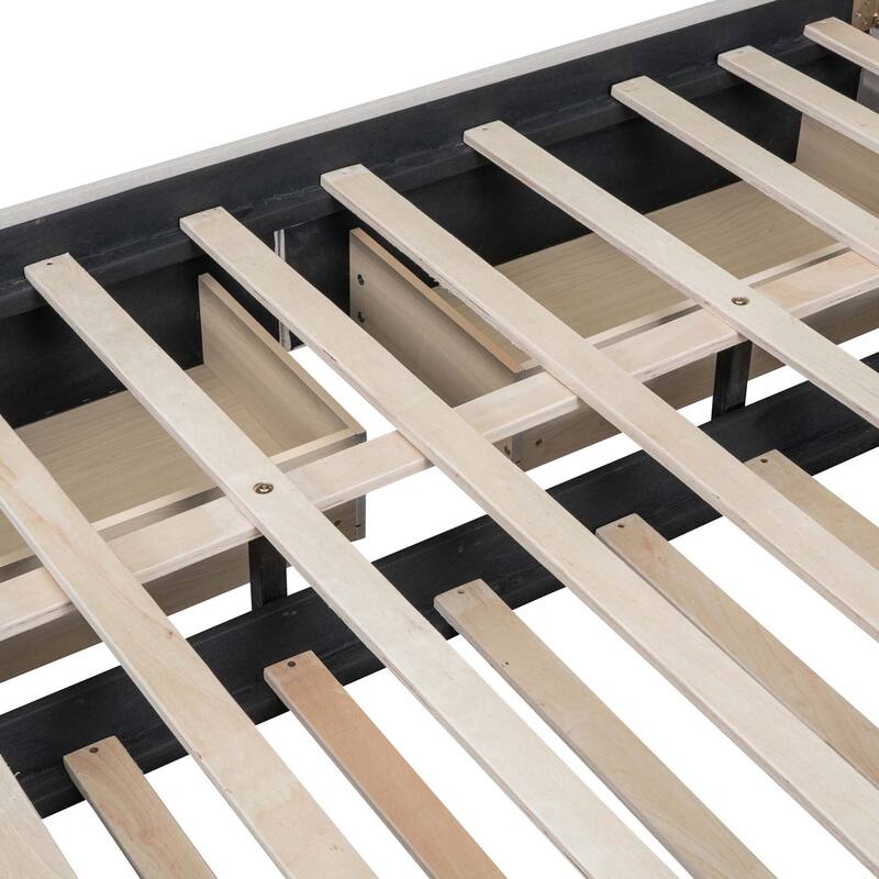 Classic Platform Bed with 2 Drawers & 1 Trundle