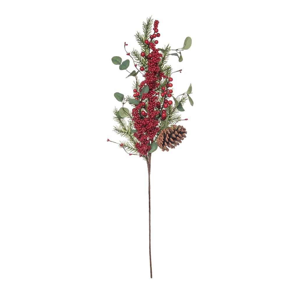 Transpac Artificial 32 in. Multicolor Christmas Twig Berry with Eucalyptus Spray