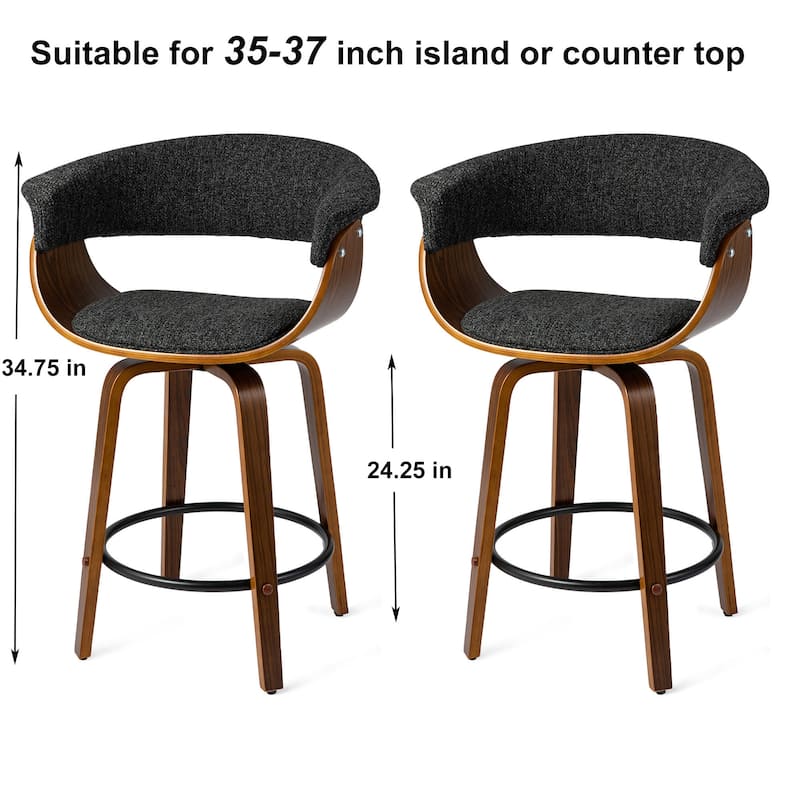 Glitzhome Set of 4 Modern Counter or Bar Height Faux Leather Swivel Pub Stools