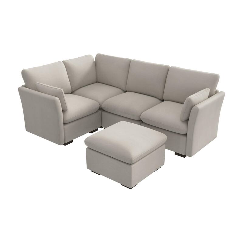 Bush Home Sienna Modular 3-Seater Sectional with Storage Ottoman - Mist Taupe