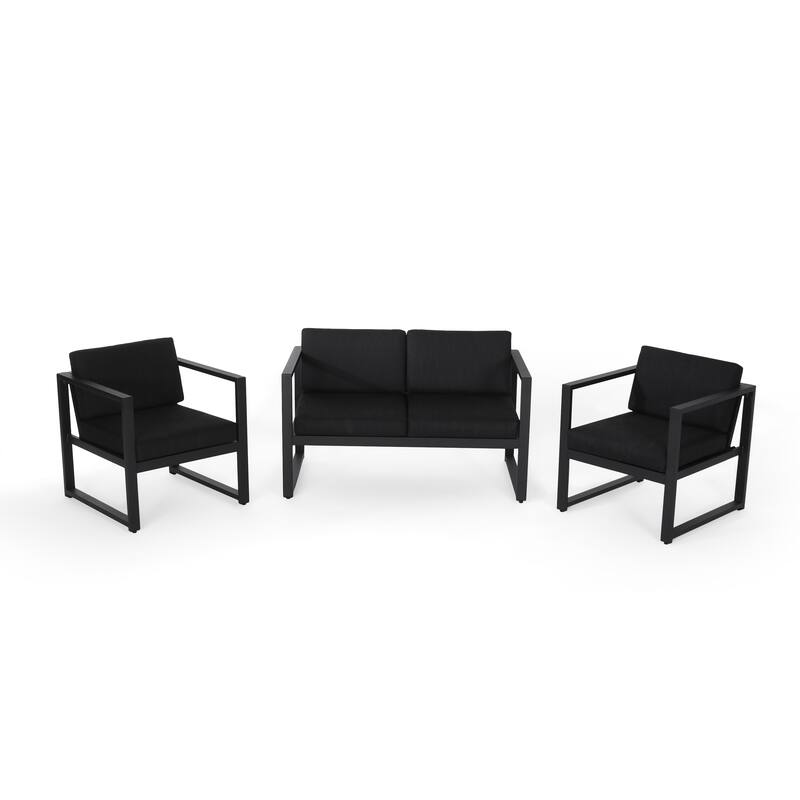 Roomfitters Modern Outdoor Patio Sofa Set, Aluminum Frame Lounge Chairs Loveseat with Cushions, Weather-Resistant Seating, Gray