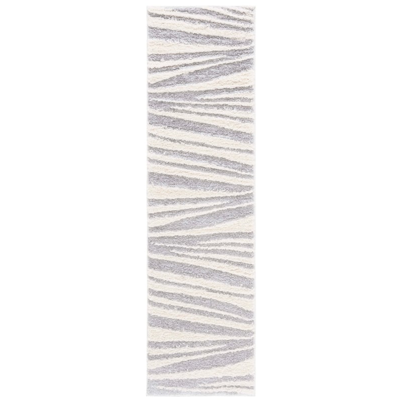 SAFAVIEH Norway Shag Lethia 1.2-inch Thick Rug - 2'2" x 8' Runner - Grey/Ivory