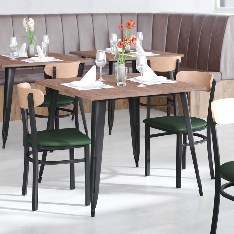2PK Commercial Metal Dining Chairs with Boomerang Back