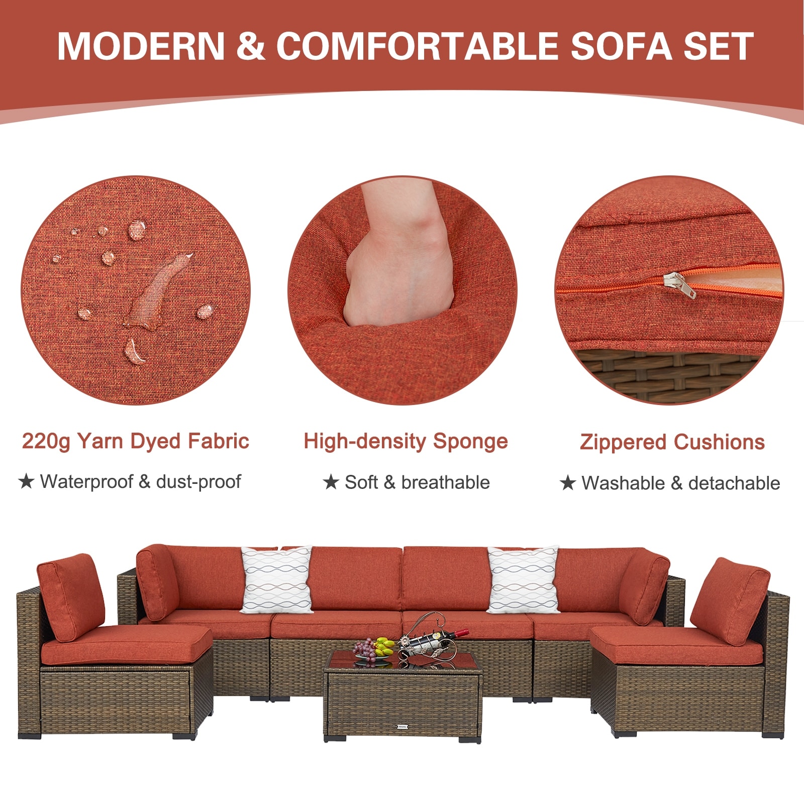 Kinsunny 7 Piece Outdoor Furniture Patio Sectional Furniture Set All Weather Cushioned Rattan Wicker Sofa Set Bed Bath Beyond 22869261