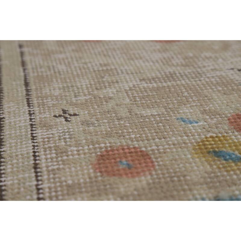 Tabriz Persian Area Rug Beige Floral Handmade Wool Carpet - 7'10"x 11'1"