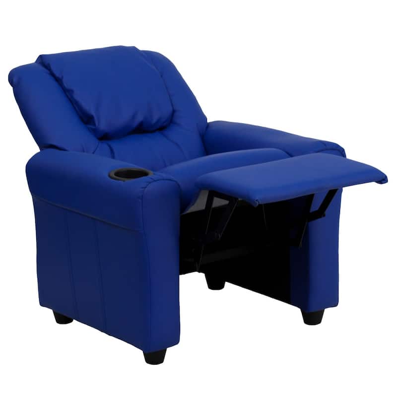 Contemporary Kids Recliner with Cup Holder and Headrest - 24"W x 21.5" - 36.5"D x 27"H