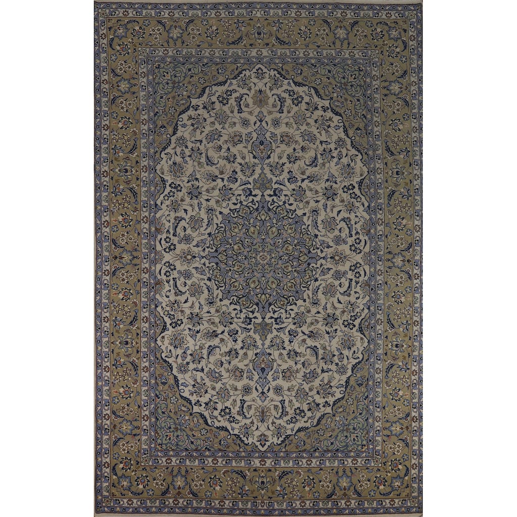 Traditional Kashan Persian Vintage Area Rug Handmade Wool Carpet - 8'0" x 12'3"