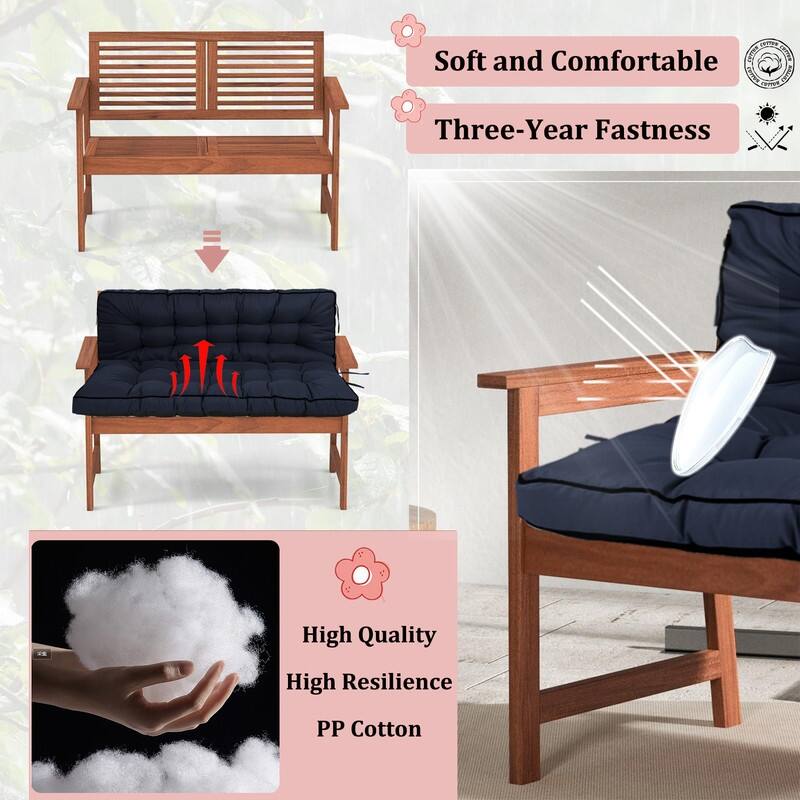 Porch Swing Replacement Cushion, 55in Outdoor Bench Cushions with Backrest Thicken 4"
