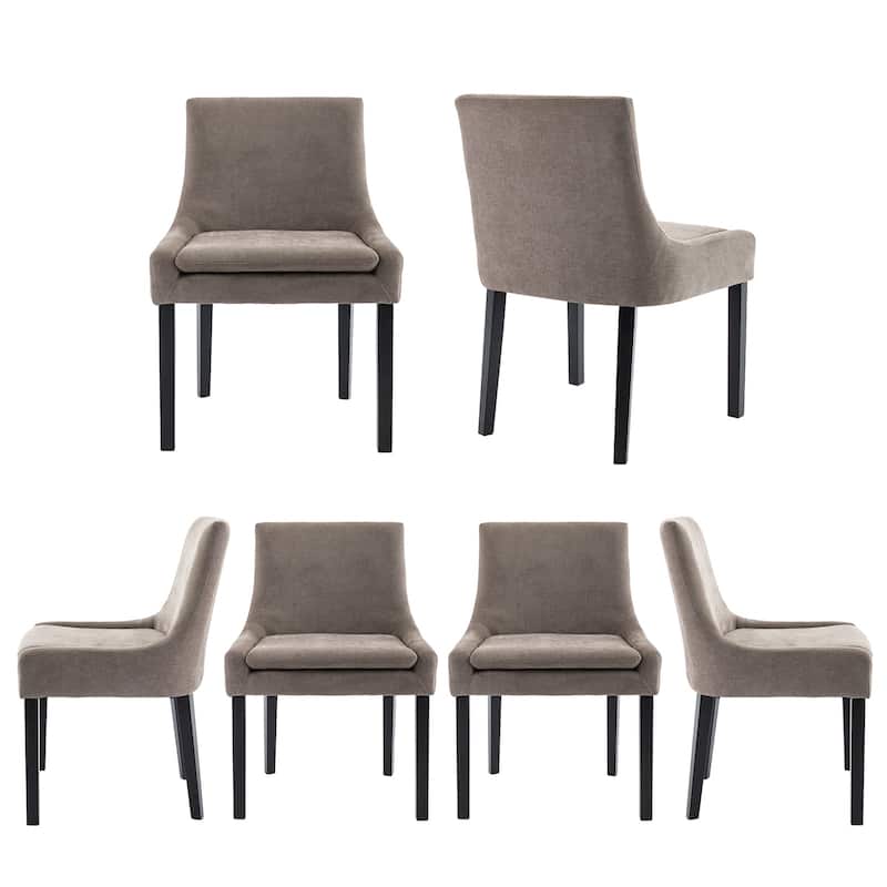 Mid-Century Modern Corduroy Upholstered Dining Chairs with Solid Wood Legs,Set of 2/4/6 - Set of 6 - Camel