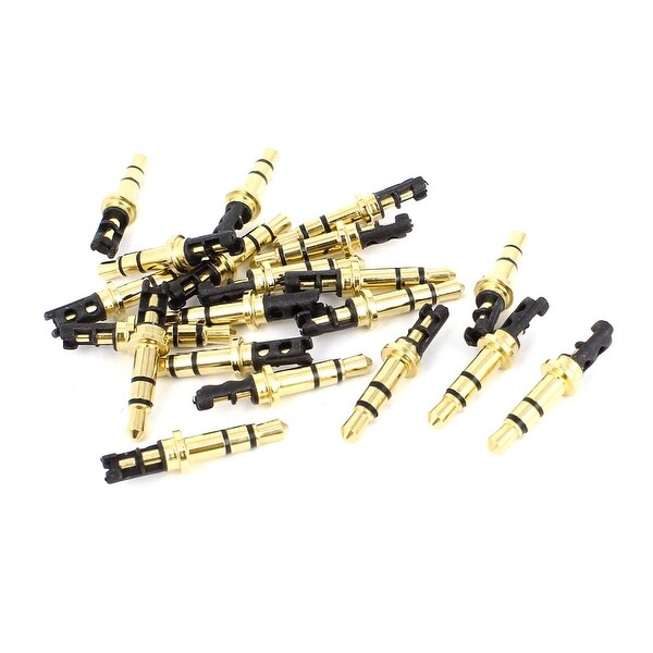 Unique Bargains 20 Pieces 3.5mm 1/8 Audio Stereo Male Plug PCB 3 Pole Connector Gold Tone Black