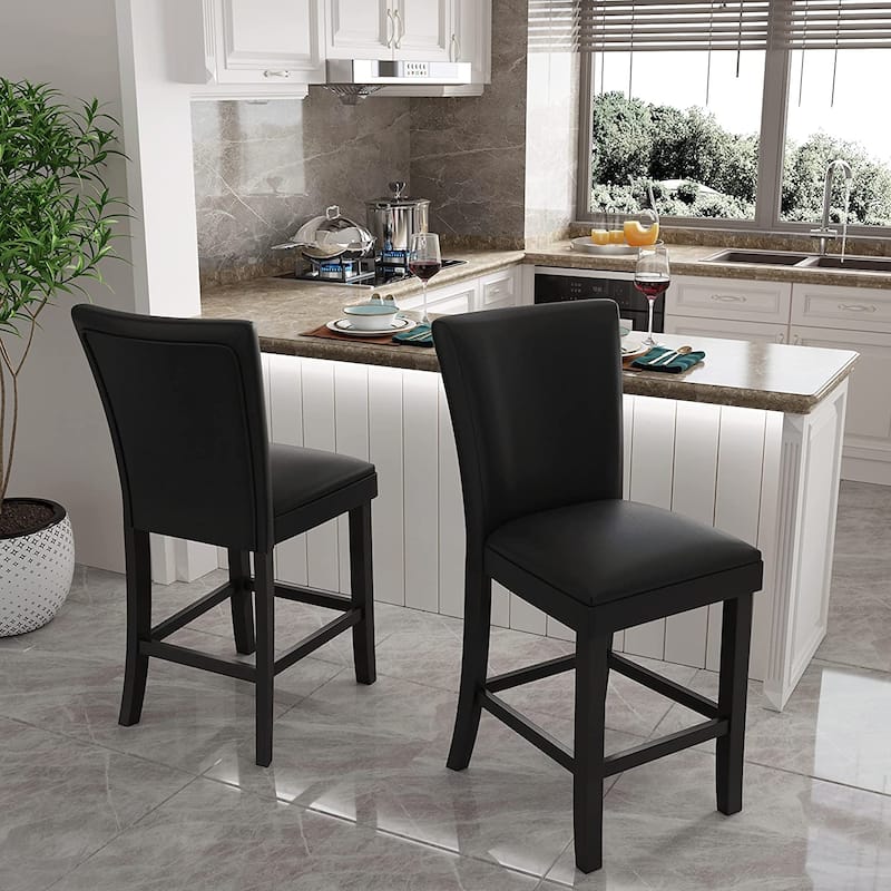 Bar Stools Faux Leather Upholstered Chairs Dining Chairs