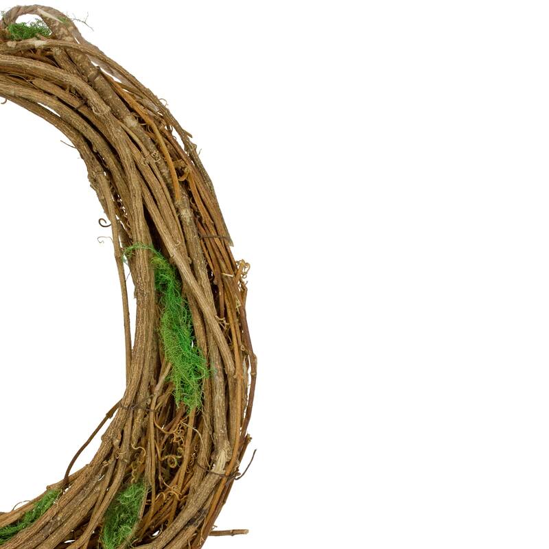 Natural Grapevine and Twig Artificial Spring Wreath with Moss -11.5"