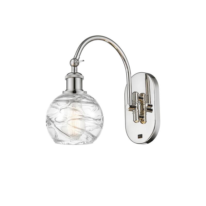 Innovations Lighting Ballston Athens Deco Swirl - 1 Light 6" Sconce - Arm Swivels Side To Side - Polished Nickel/Clear Deco Swirl