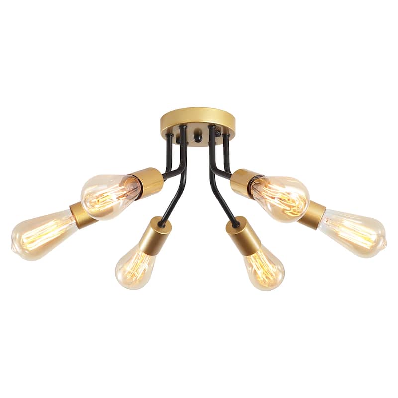 6-Light Modern Sputnik Light Fixture Semi Flush Mount Ceiling Lighting - 14.76' W