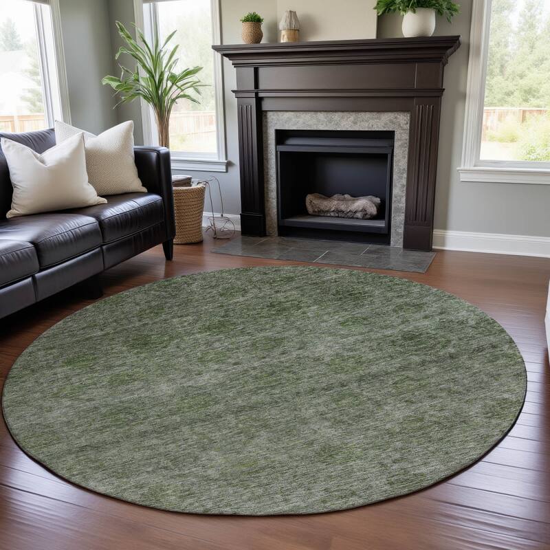 Premium Washable Super Soft Ombre Damask Mayfield Rug - Olive - 8' x 8'