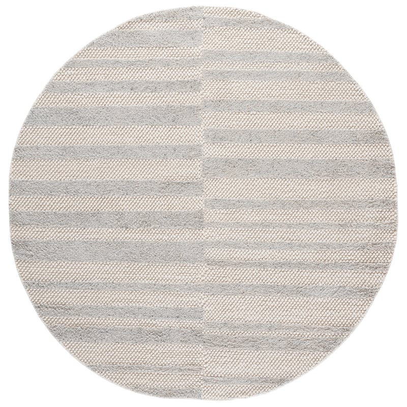 SAFAVIEH Handmade Natura Morane Wool Rug - 6' Round - Light Grey/Ivory