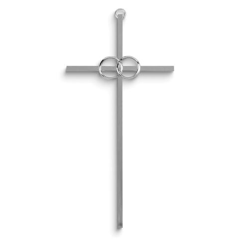 Curata Silver-Tone Metal Double Rings Wedding Wall Cross