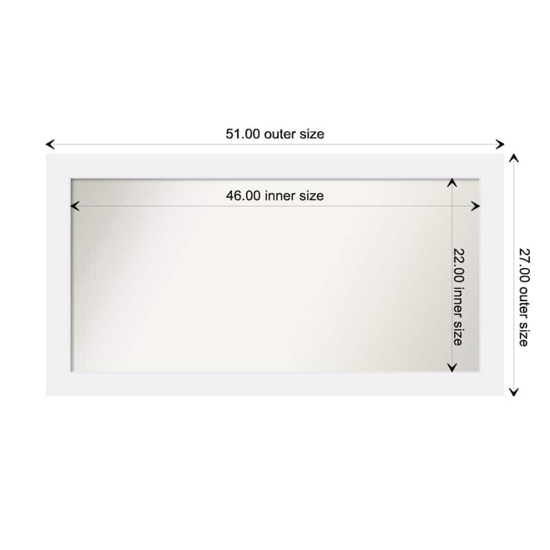 Corvino White Framed Non-Beveled Custom Wall Mirror, Bathroom Vanity Mirror - Outer Size: 51 x 27