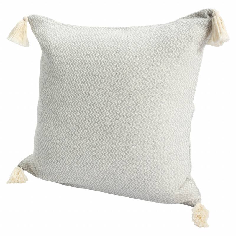 HomeRoots 18" X 18" Light Gray 100% Cotton Geometric Zippered Pillow