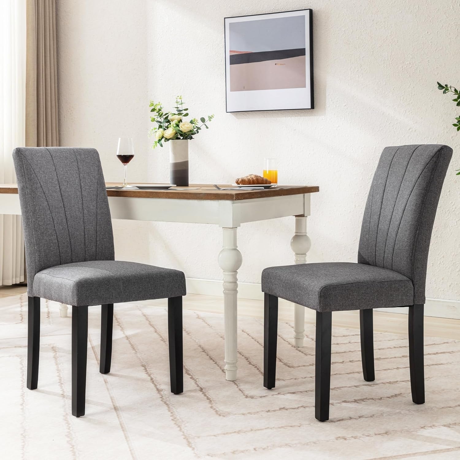 VECELO 3-Color Upholstered Dining Chairs Set with 19.5" Wide Seat 19.3" High Back Dining Chair Modern 37" Parson Chairs