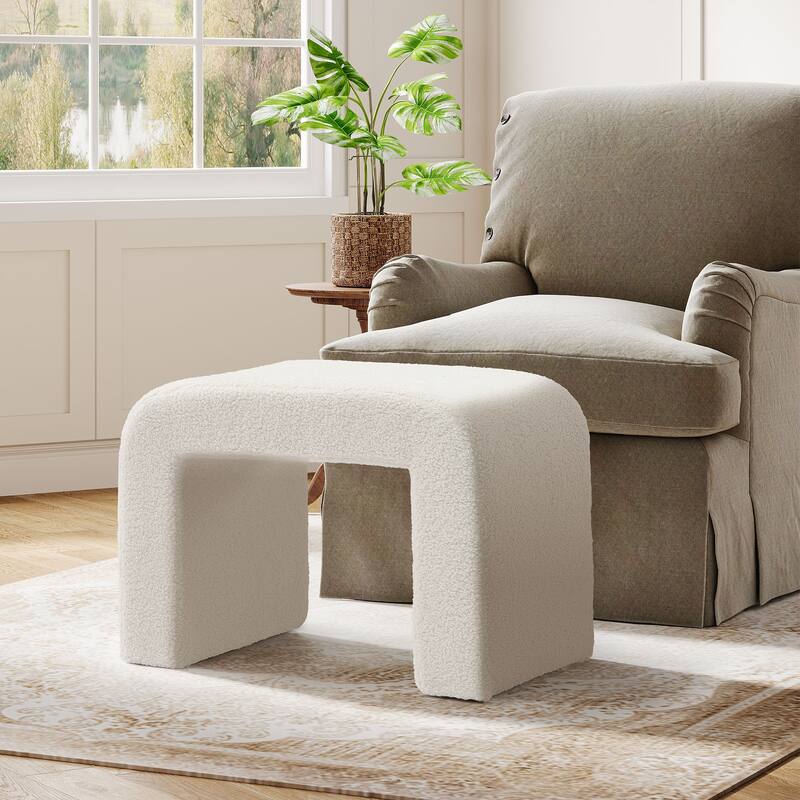 Upholstered Vanity Stool, Arched Ottoman Footrest, Dressing Chair Sofa Footstool Shoe Bench