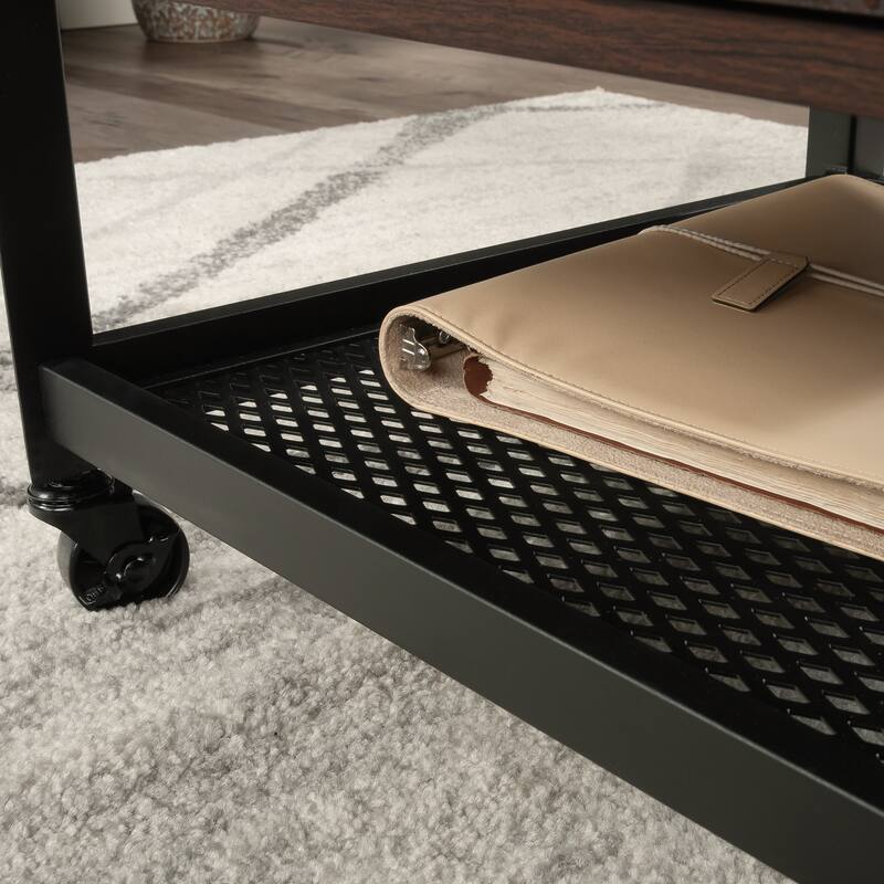 Brown Mobile File Cabinet with 2 Drawers and Locking Casters for Small Spaces