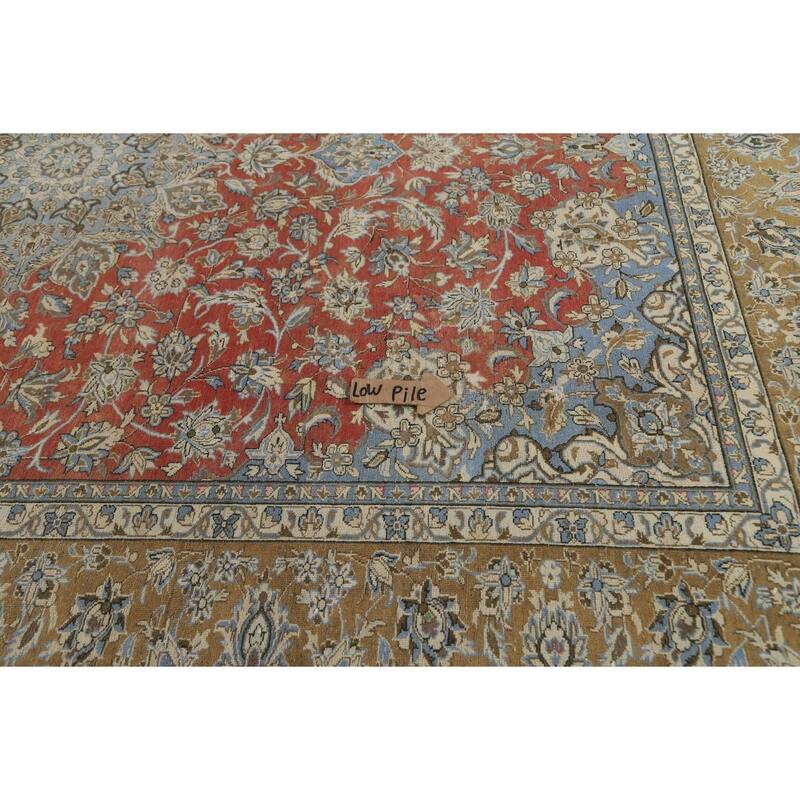Hand Knotted Oriental 100% Wool Carpet Traditional Floral Red Kashan Area Rug - 12' 5'' X 9' 5''