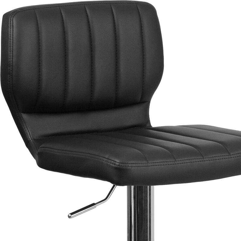 Contemporary Chrome Adjustable Bar Stool - 16.5"W x 19"D x 34.5" - 43"H