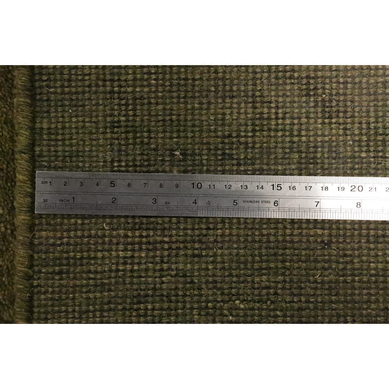 Hand Knotted Oriental 100% Wool Carpet Modern Solid Green Gabbeh Area Rug - 5' 11'' X 3' 10''