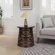 preview thumbnail 7 of 17, NPD Furniture Zeke Rattan Round Coffee or Side Table with Solid Wood Top