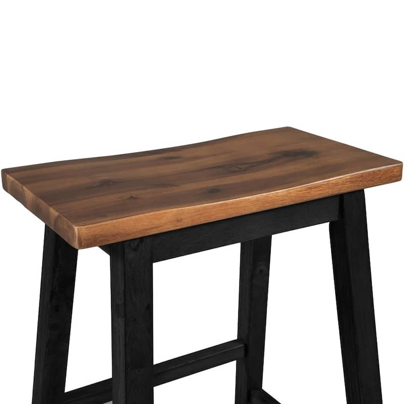 Farmhouse Rustic 2-piece Counter Height Wood Kitchen Dining Stools