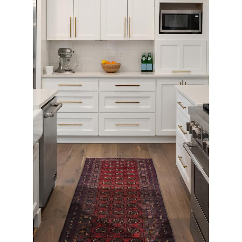 ECARPETGALLERY Hand-knotted Baluch Red Wool Rug - 2'11 x 8'10