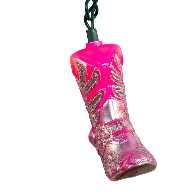 Kurt Adler UL 10-Light Glittered Pink Boots Light Set