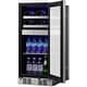 preview thumbnail 2 of 3, Signature 15 in. 8-Bottle and 40-Can Stainless Steel Single Door Dual Zone Built-In Wine and Beverage Cooler