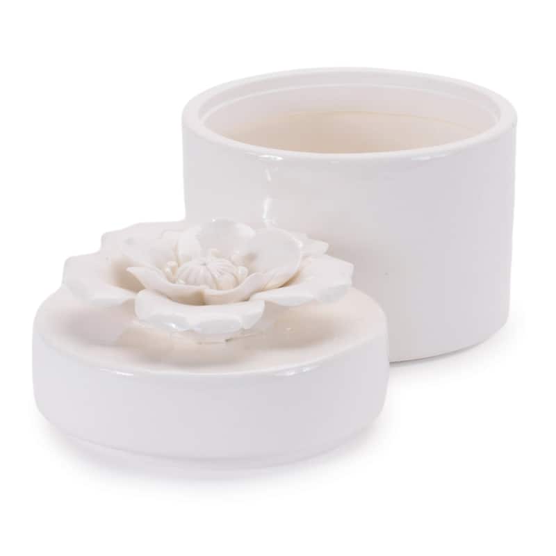 Cylindrical Decorative Boxes with Floral Lid - 4.5" - Set of 3