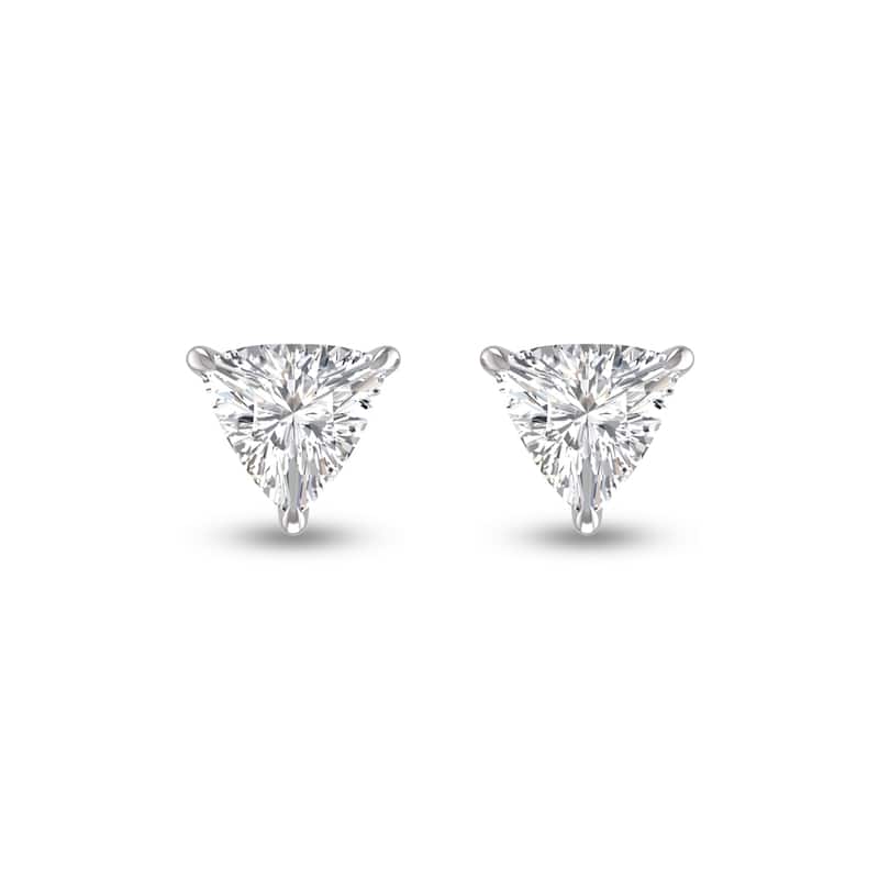 Marquee Lab Grown 1/2 Carat Trillion Shaped Solitaire Diamond Earrings in 14K White Gold