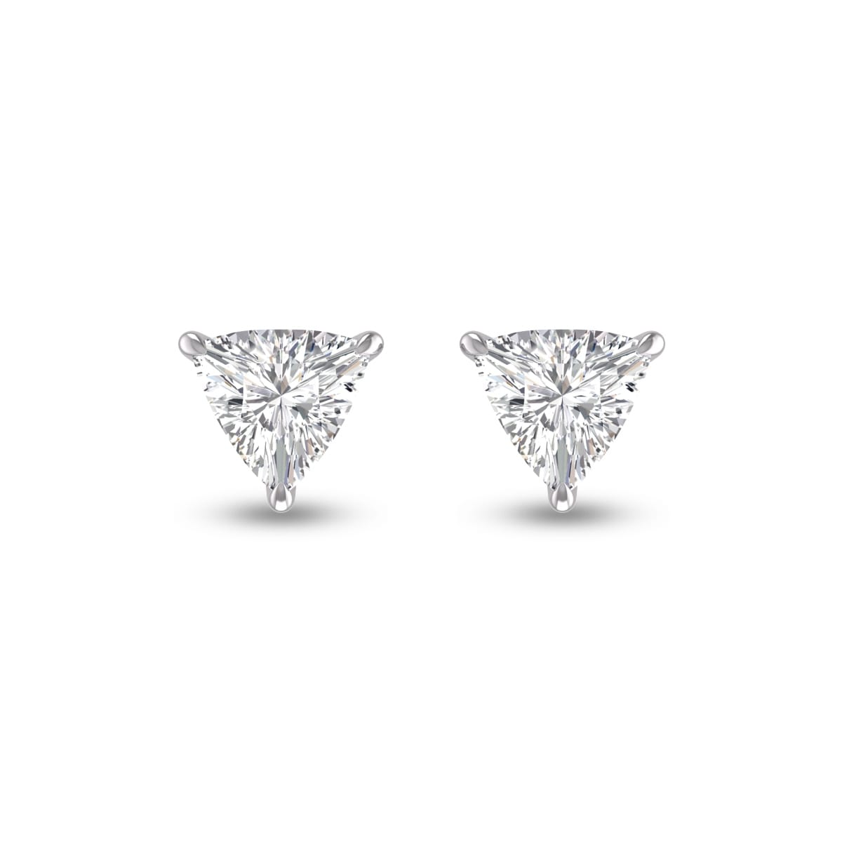 Marquee Lab Grown 1/2 Carat Trillion Shaped Solitaire Diamond Earrings in 14K White Gold