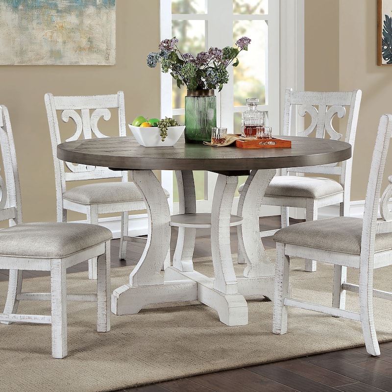 Furniture of America Sylmer Farmhouse 54-inch Wood Round Dining Table - Grey