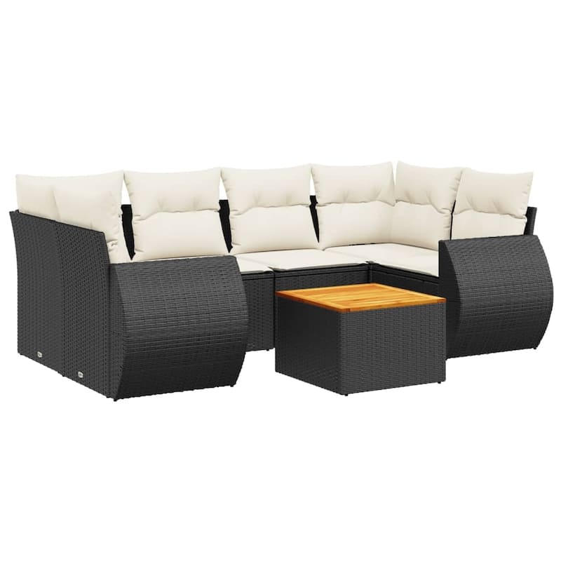 vidaXL Garden Sofa Set Black, Cream White - 33.5 x 92.1 x 52.0