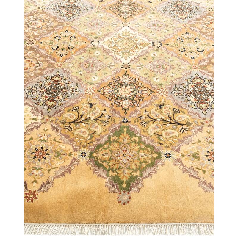 Overton Handknotted Wool Traditional Oriental Yellow Area Rug - 6' x 9'