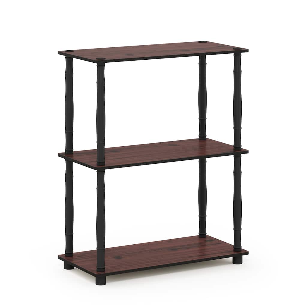 3 Tiers Wood Household Shelving Unit in Dark Cherry/Black (23.6 in. W x 29.5 in. H x 11.4 in. D) - 23. 6