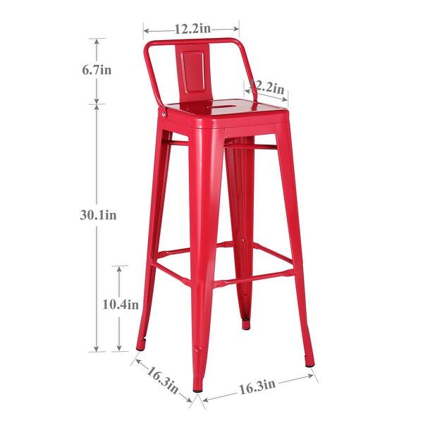 Vecelo 30 High Metal Barstool With Back Vintage Finish Bar Stools Set Of 4 Red Black Green White Overstock 28753592 Cortesi home harper counter stool swivel bar stool with back in solid oak wood, beige fabric. back vintage finish bar stools set