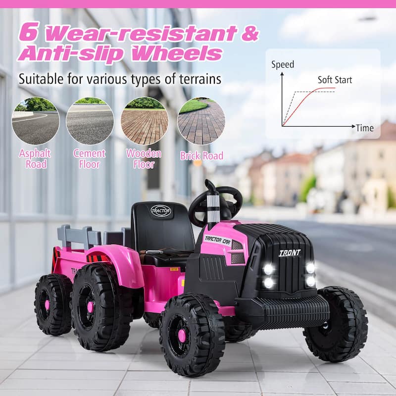 Costway 24V Ride On Tractor for Kids with Detachable Trailer Remote - See Details