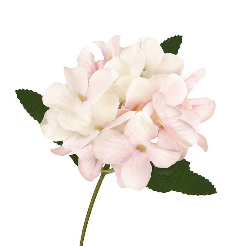 Set of 6 Cream Pink Artificial Delicate Hydrangea Flower Stem Bush Bouquet 13in - 13" L x 7" W x 7" DP