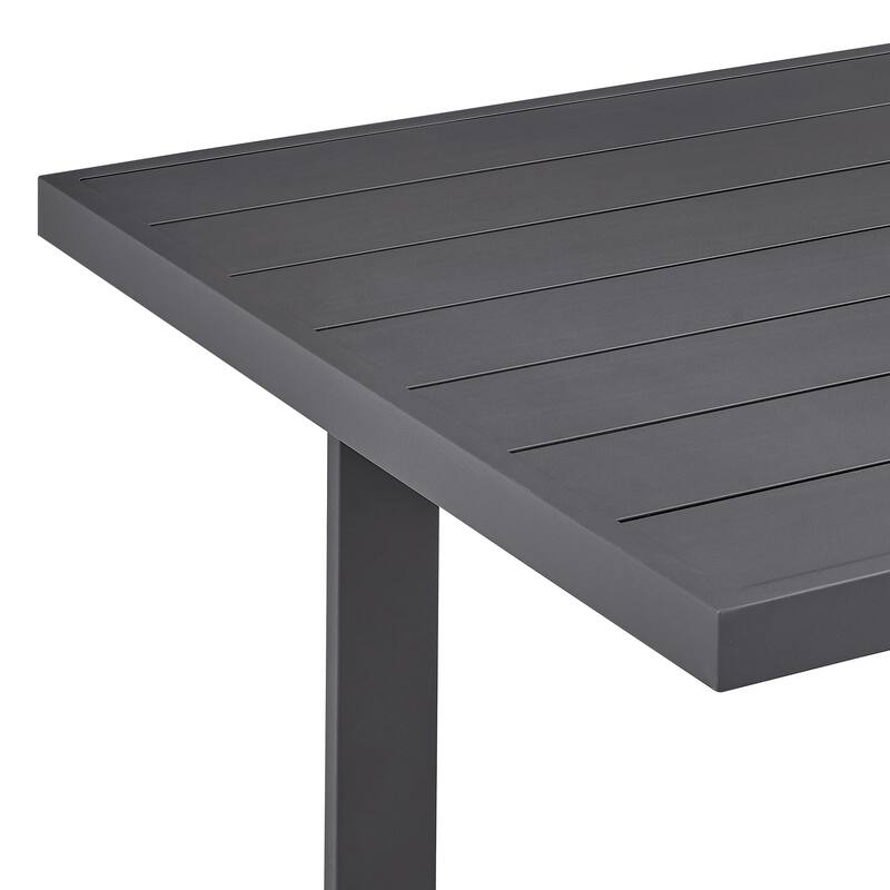 Argiope Outdoor Patio 7-Piece Dining Table Set in Aluminum with Grey Cushions